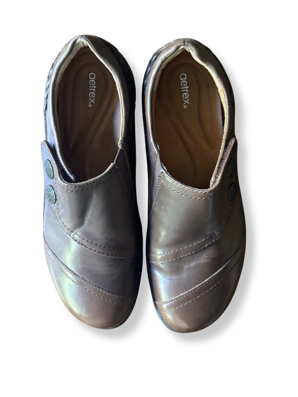 Aetrex Karina Brown Genuine Leather Comfort Shoes Women’s 7.5 EU 38